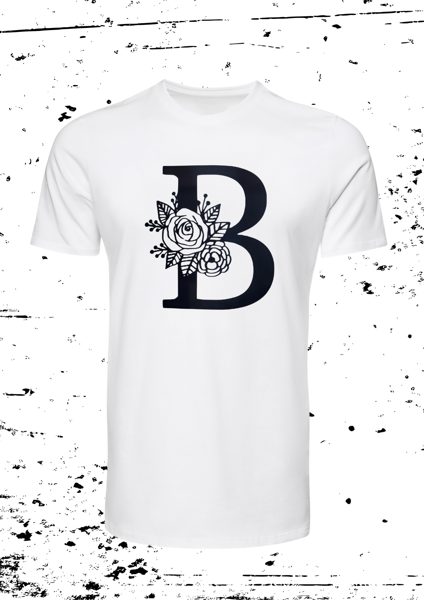 Tee Shirt Blanc Femme Initiale Fleur