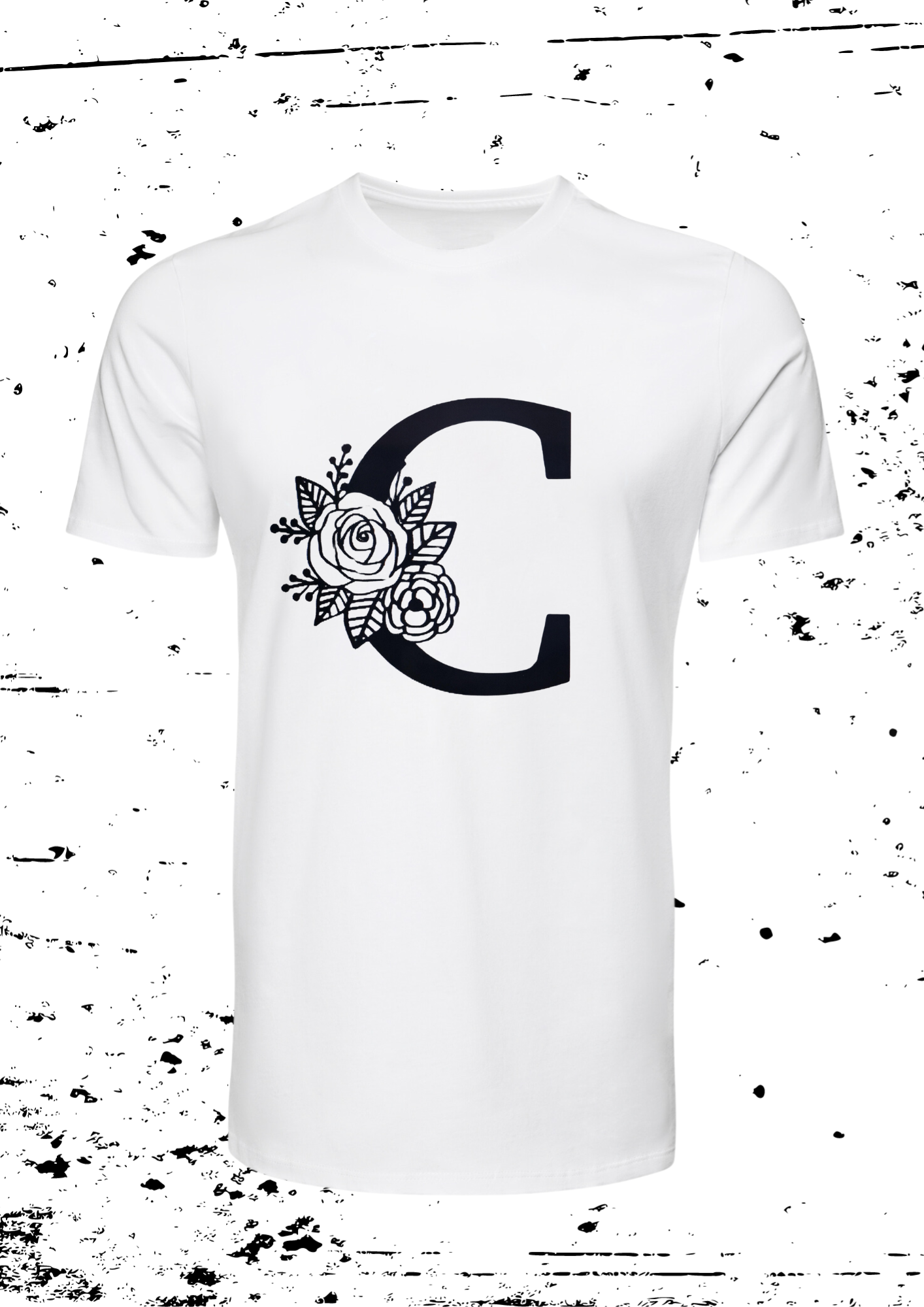 Tee Shirt Blanc Femme Initiale Fleur