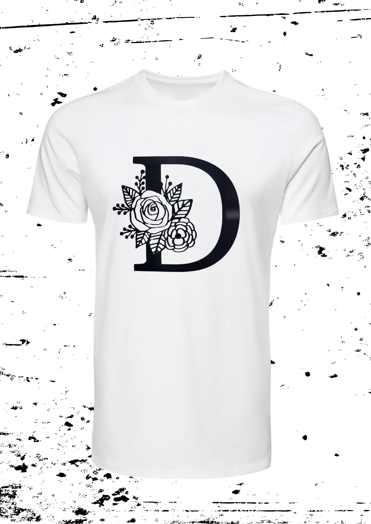 Tee Shirt Blanc Femme Initiale Fleur