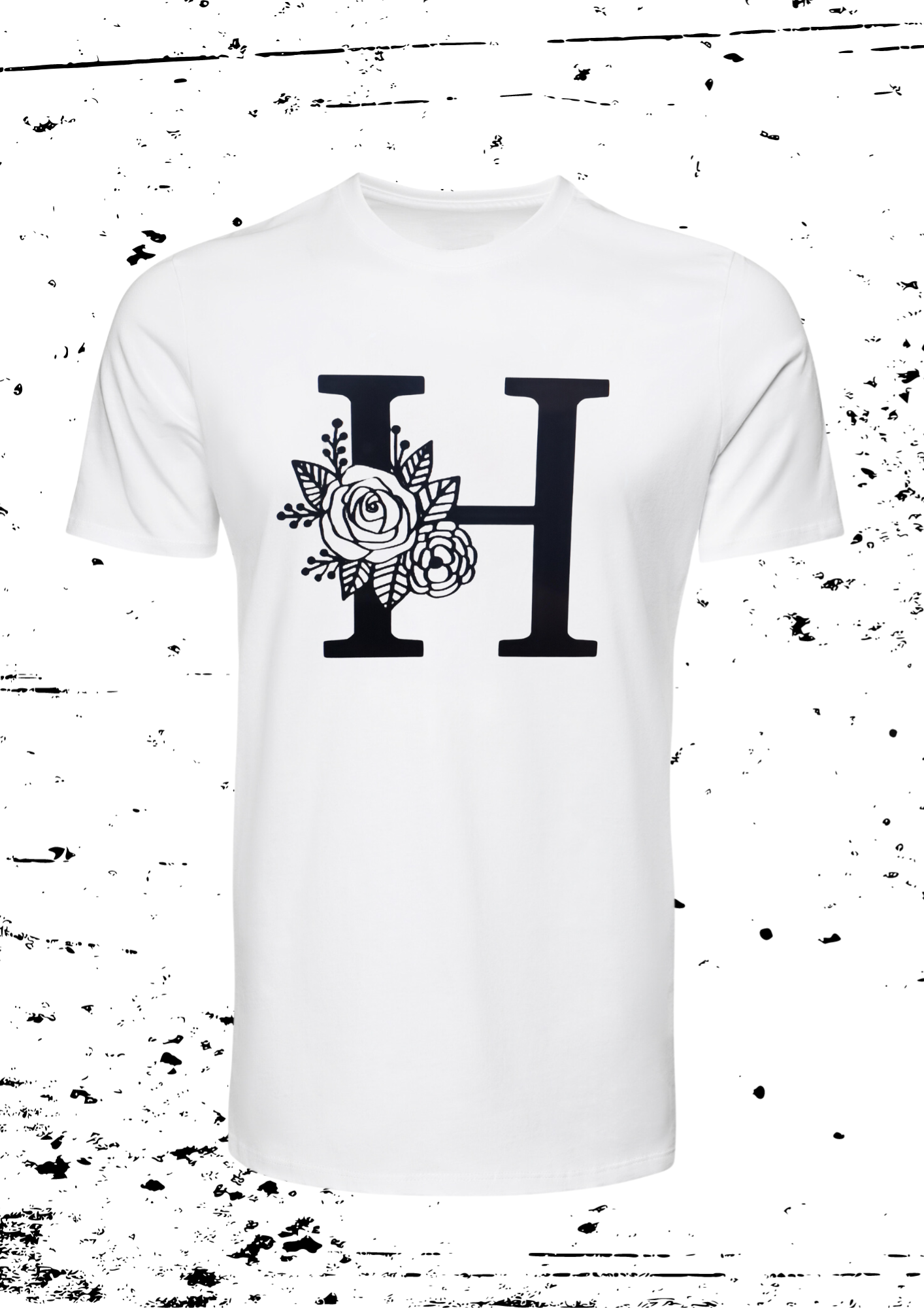 Tee Shirt Blanc Femme Initiale Fleur