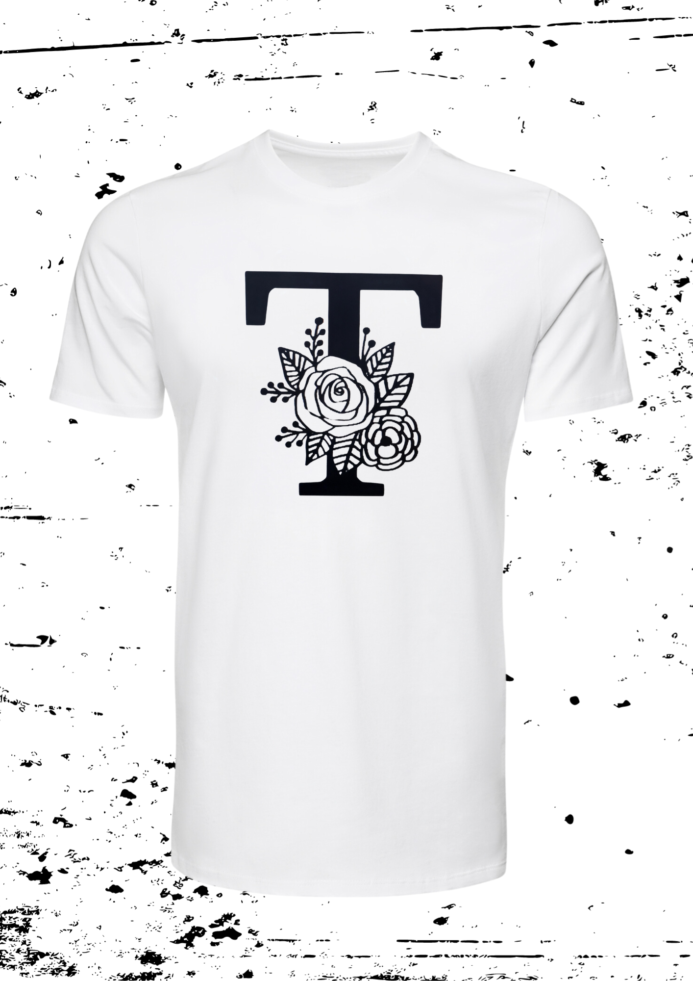 Tee Shirt Blanc Femme Initiale Fleur