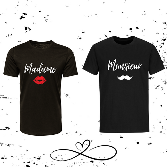 Ensemble Tee Shirt Couple " Monsieur et Madame "