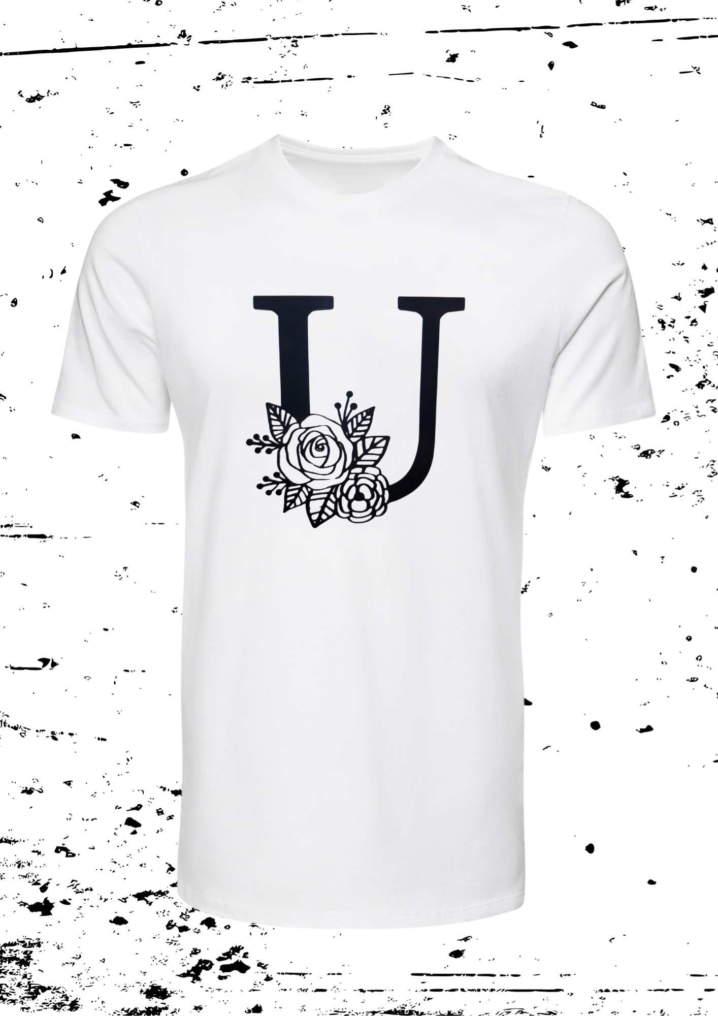 Tee Shirt Blanc Femme Initiale Fleur