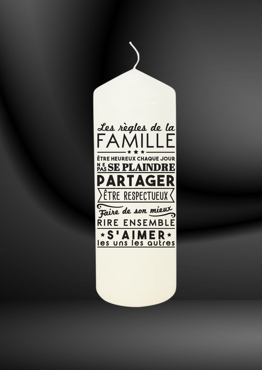 Bougie " Les règles de la famille "