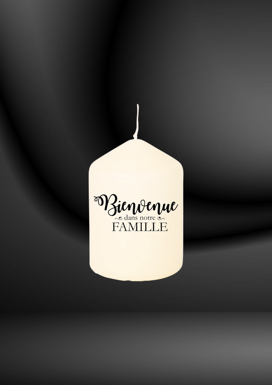 Bougie " Bienvenue dans notre famille "