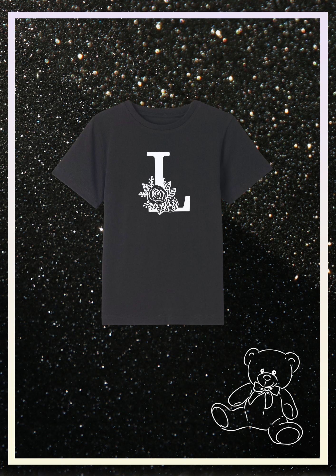 Tee Shirt Noir Enfant " Initiale "